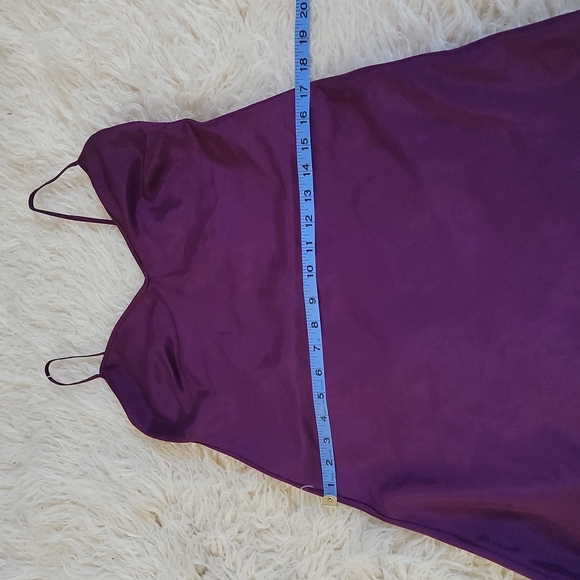 Handmade V-Neck Solid Slip Dress with Spaghetti Straps Plum Purple Eggplant - Picture 5 of 7